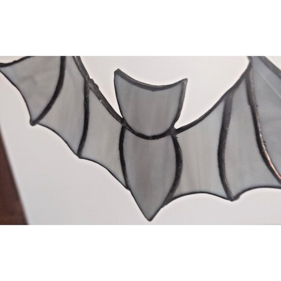 Hand Made Stained Glass Witchy Bat Suncatcher 7" x 5" - Picture 7 of 9